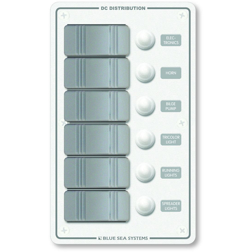 Blue Sea 8273 Water Resistant Panel - 6 Position - White - Vertical - Reel Draggin' Tackle