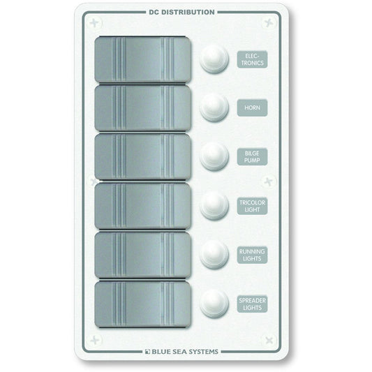 Blue Sea 8273 Water Resistant Panel - 6 Position - White - Vertical - Reel Draggin' Tackle
