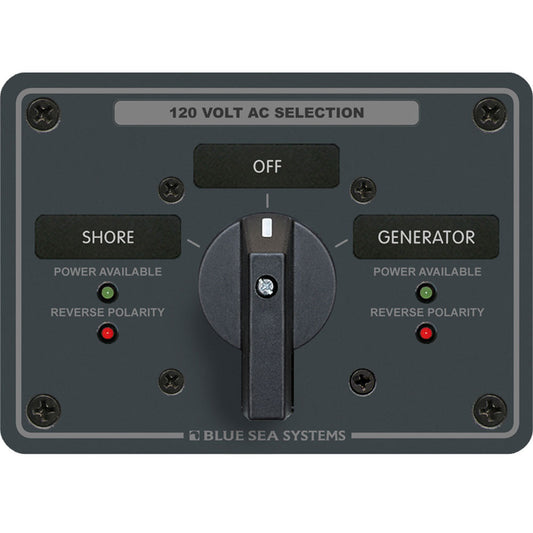 Blue Sea 8365 AC Rotary Switch Panel 65 Ampere 2 Positions + OFF, 2 Pole - Reel Draggin' Tackle