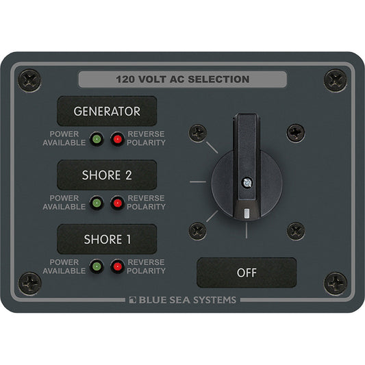 Blue Sea 8366 AC Rotary Switch Panel 30 Ampere 3 Positions + OFF, 2 Pole - Reel Draggin' Tackle