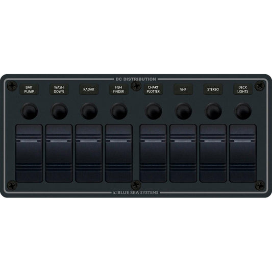 Blue Sea 8371 Water Resistant Panel - 8 Position - Black - Horizontal Mount - Reel Draggin' Tackle