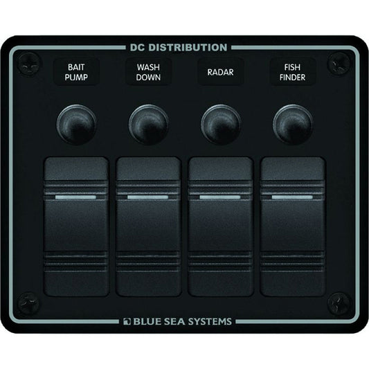 Blue Sea 8372 Water Resistant 4 Position - Black - Horizontal Mount Panel - Reel Draggin' Tackle