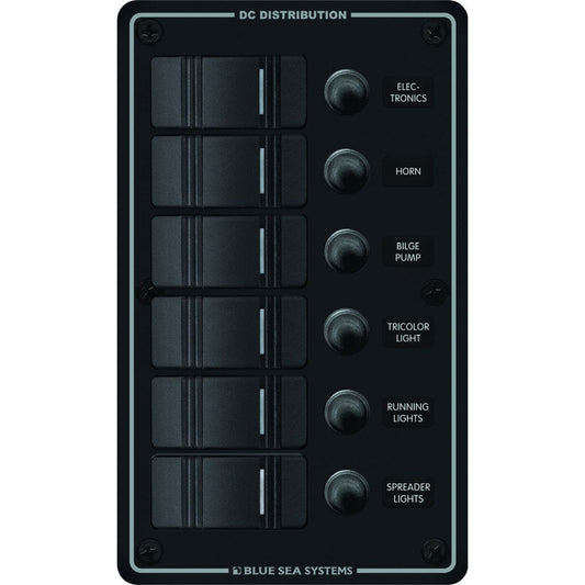 Blue Sea 8373 Water Resistant 6 Position - Black - Vertical Mount Panel - Reel Draggin' Tackle