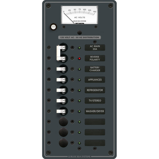 Blue Sea 8488 Breaker Panel - AC Main + 8 Positions - White - Reel Draggin' Tackle