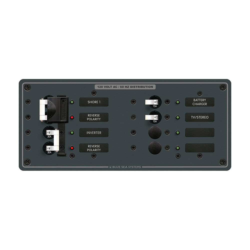 Blue Sea 8499 Breaker Panel - AC 2 Sources + 4 Positions - White - Reel Draggin' Tackle