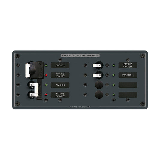 Blue Sea 8499 Breaker Panel - AC 2 Sources + 4 Positions - White - Reel Draggin' Tackle