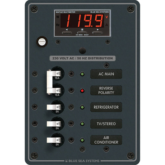 Blue Sea 8505 AC Main + Branch A-Series Toggle Circuit Breaker Panel (230V) - Main + 3 Position - Reel Draggin' Tackle