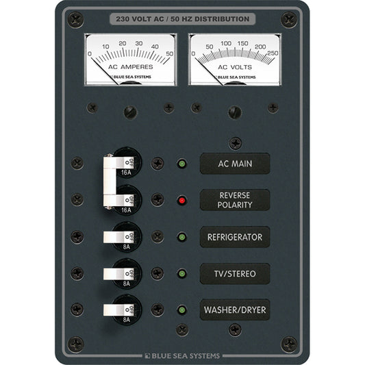 Blue Sea 8509 AC Main + Branch A-Series Toggle Circuit Breaker Panel (230V) - Main + 3 Position - Reel Draggin' Tackle
