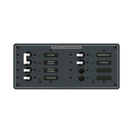 Blue Sea 8512 Breaker Panel - AC Main + 6 Position - White - Reel Draggin' Tackle