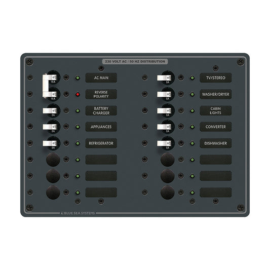 Blue Sea 8564 Breaker Panel - AC Main + 14 Positions (European) - White - Reel Draggin' Tackle