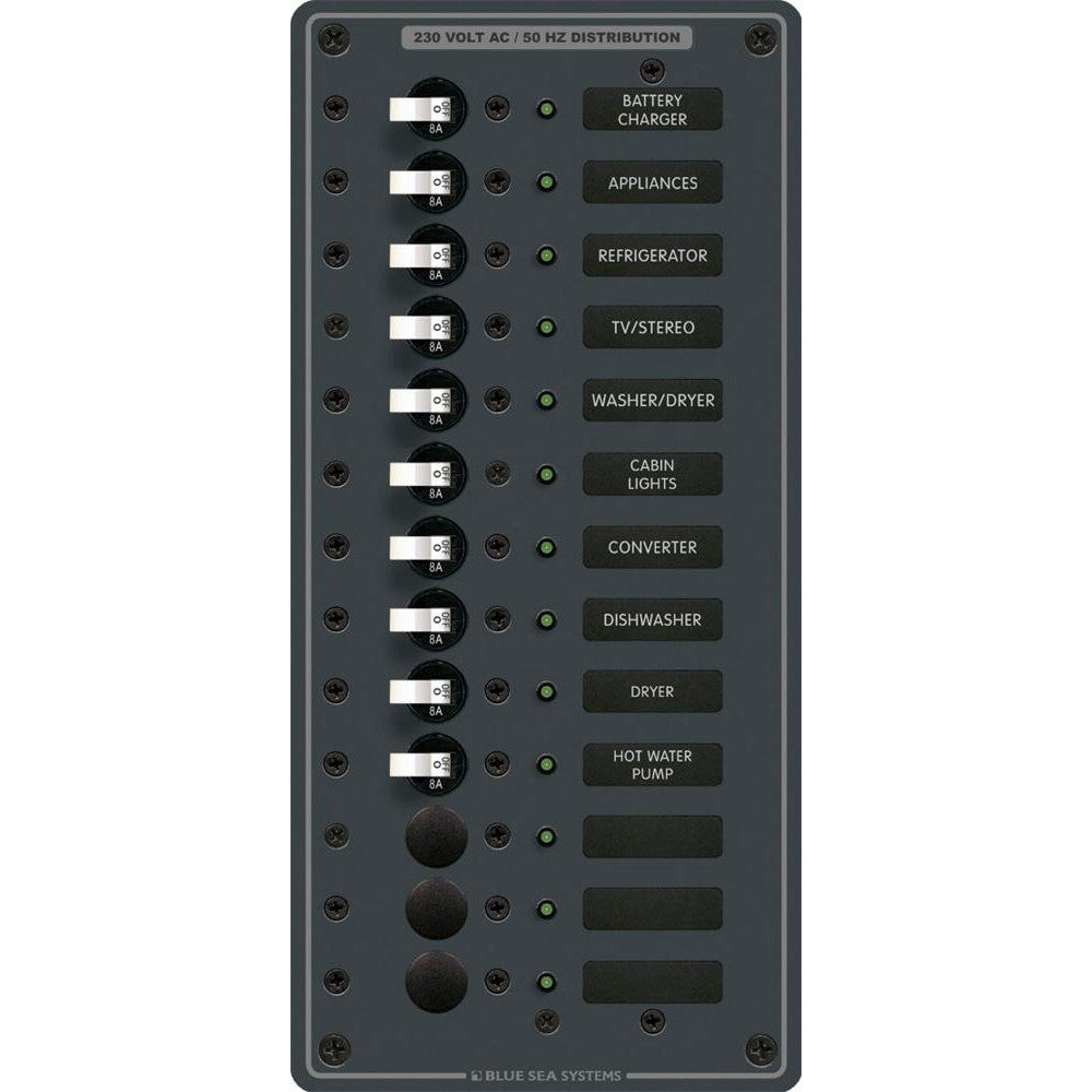 Blue Sea 8580 AC 13 Position 230v (European) Breaker Panel (White Switches) - Reel Draggin' Tackle