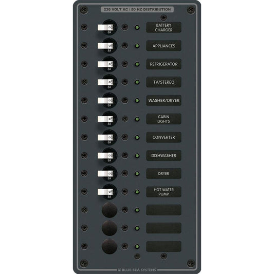 Blue Sea 8580 AC 13 Position 230v (European) Breaker Panel (White Switches) - Reel Draggin' Tackle