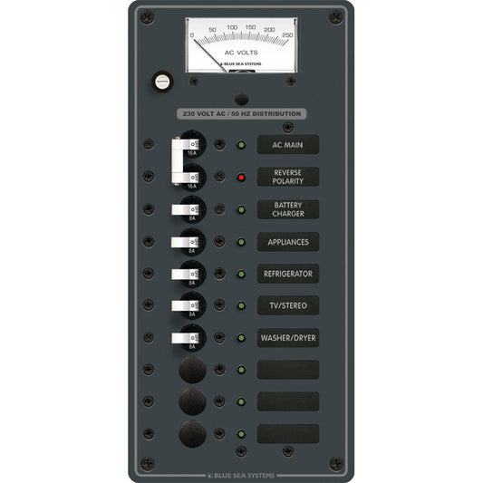 Blue Sea 8588 Breaker Panel - AC Main + 8 Positions (European) - White - Reel Draggin' Tackle