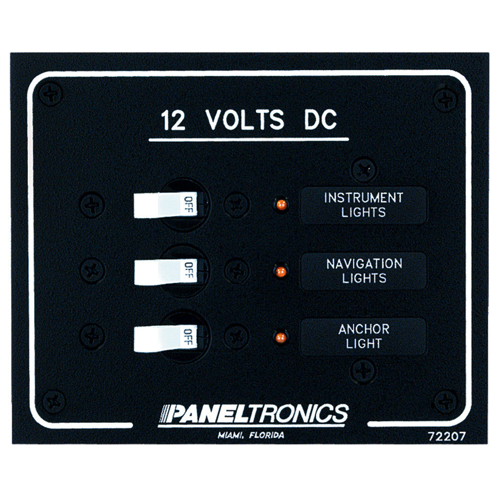 Paneltronics Standard DC 3 Position Breaker Panel w/LEDs - Reel Draggin' Tackle