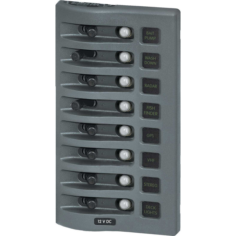 Blue Sea 4378 WeatherDeck Water Resistant Circuit Breaker Panel - 8 Position - Grey - Reel Draggin' Tackle