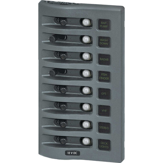 Blue Sea 4378 WeatherDeck Water Resistant Circuit Breaker Panel - 8 Position - Grey - Reel Draggin' Tackle