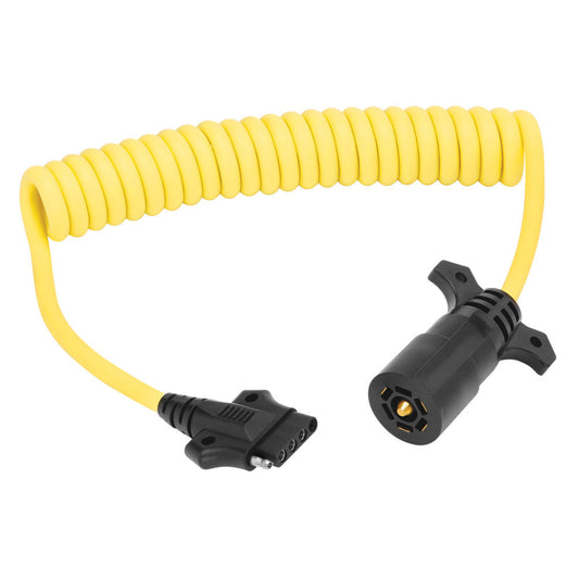 Wesbar 7-Way Trailer To 5-Way Flat Car End Coiled Jumper w/ 8ft Cable - Reel Draggin' Tackle