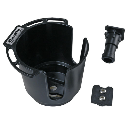Scotty 311 Drink Holder w/Bulkhead/Gunnel Mount & Rod Holder Post Mount - Black - Reel Draggin' Tackle
