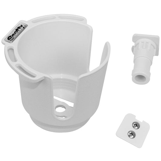 Scotty 311 Drink Holder w/Bulkhead/Gunnel Mount & Rod Holder Post Mount - White - Reel Draggin' Tackle
