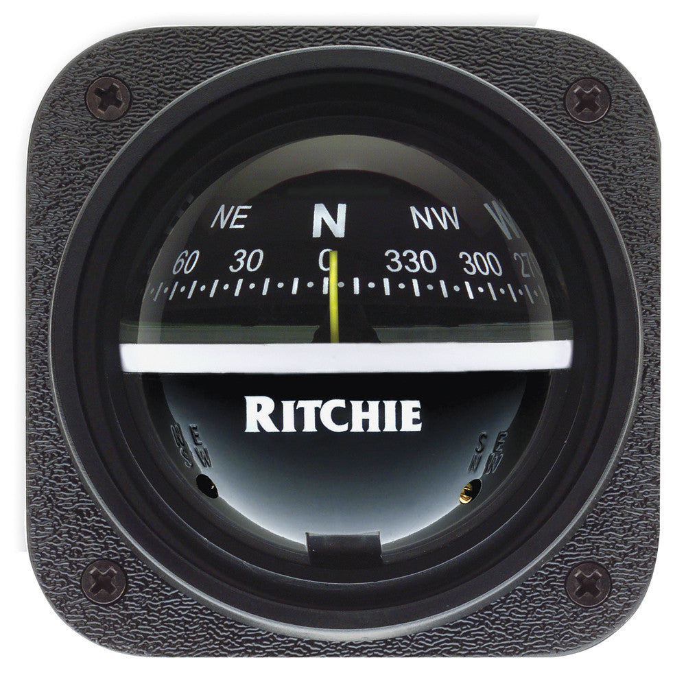 Ritchie V-537 Explorer Compass - Bulkhead Mount - Black Dial - Reel Draggin' Tackle
