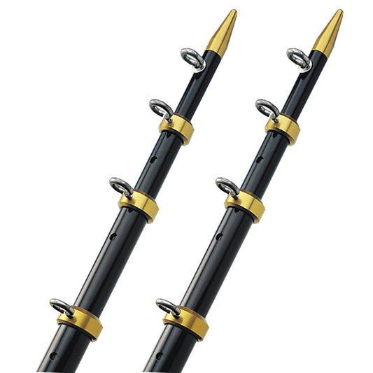 TACO 15' Telescopic Outrigger Poles HD 1-½" - Black/Gold - Reel Draggin' Tackle