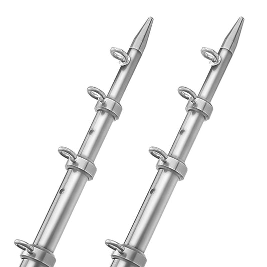 TACO 15' Telescopic Outrigger Poles HD 1-½" - Silver/Silver - Reel Draggin' Tackle