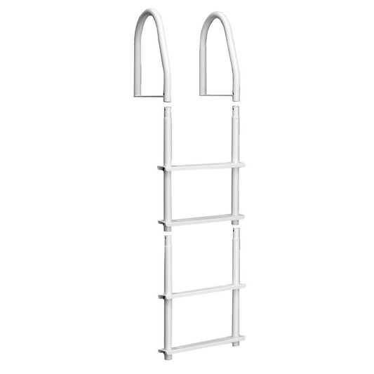 Dock Edge Fixed 4 Step Ladder Bright White Galvalume - Reel Draggin' Tackle
