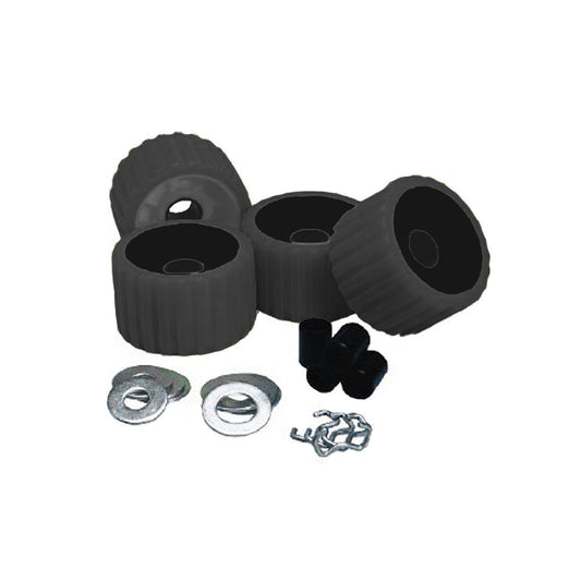C.E. Smith Ribbed Roller Replacement Kit - 4 Pack - Black - Reel Draggin' Tackle