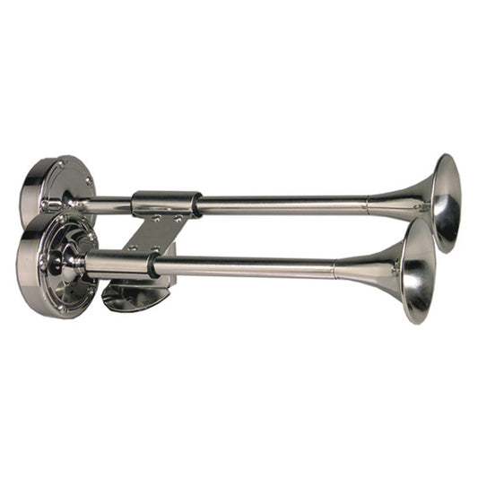 Ongaro Deluxe SS Shorty Dual Trumpet Horn - 12V - Reel Draggin' Tackle