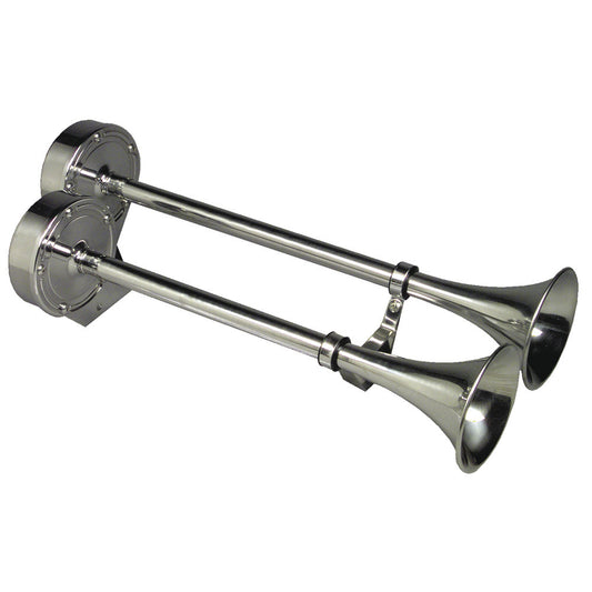 Ongaro Deluxe SS Dual Trumpet Horn - 12V - Reel Draggin' Tackle