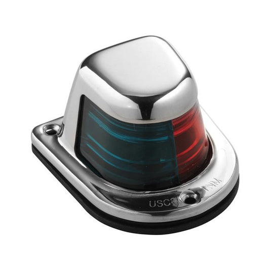 Attwood 1-Mile Deck Mount, Bi-Color Red/Green Combo Sidelight - 12V - Stainless Steel Housing - Reel Draggin' Tackle