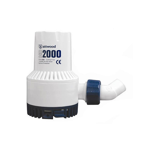 Attwood Heavy-Duty Bilge Pump 2000 Series - 12V - 2000 GPH - Reel Draggin' Tackle