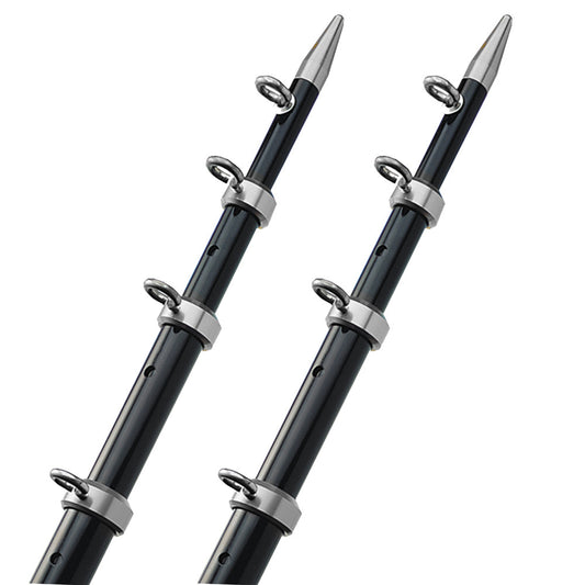 TACO 15' Telescopic Outrigger Poles HD 1-½" - Black/Silver - Reel Draggin' Tackle
