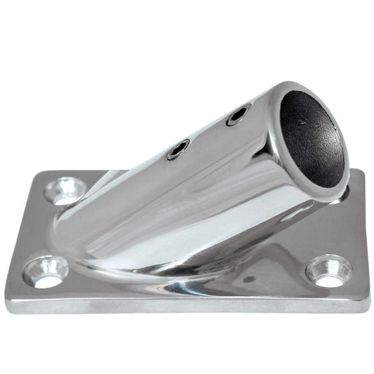 Whitecap 1" O.D. 30° Rectangle Base SS Rail Fitting - Reel Draggin' Tackle