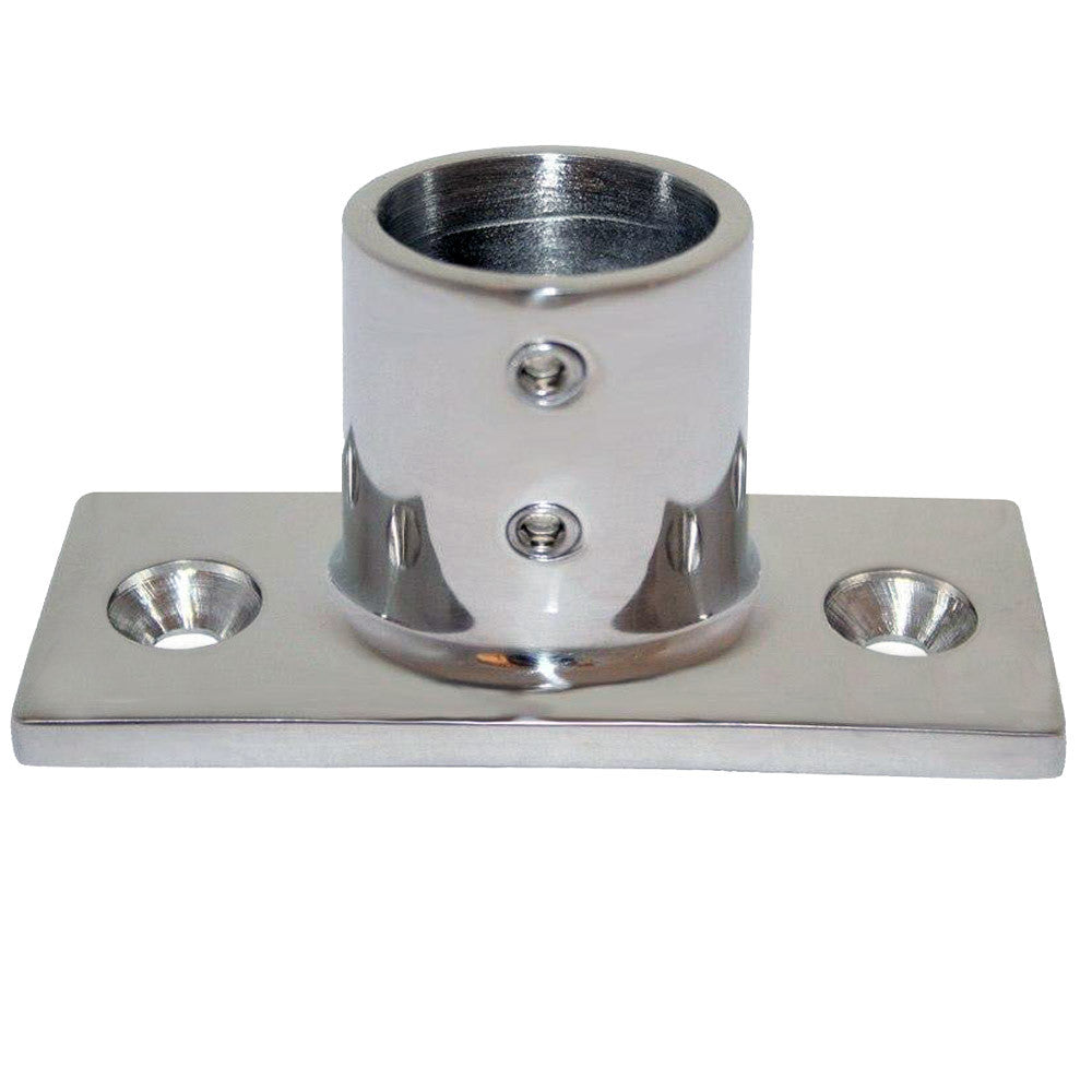 Whitecap ⅞" O.D. 90° 2-Hole Rectangle Base SS Rail Fitting - Reel Draggin' Tackle