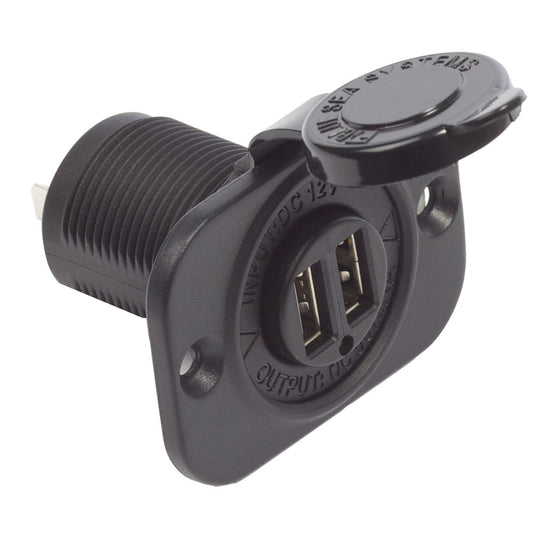Blue Sea Dual USB Charger Socket - 2 USB Ports w/Watertight Cap - Reel Draggin' Tackle