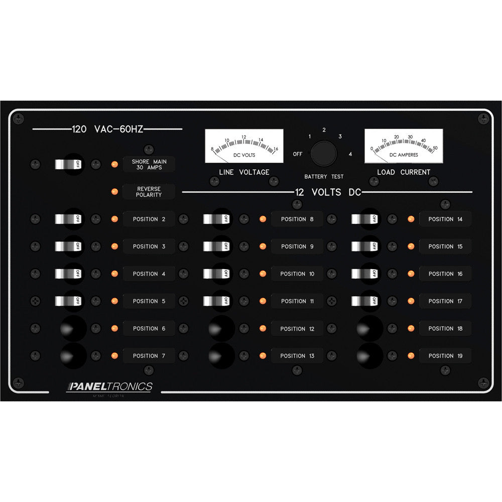 Paneltronics Standard Panel - AC/DC 19 Position Circuit Breaker w/Mete ...