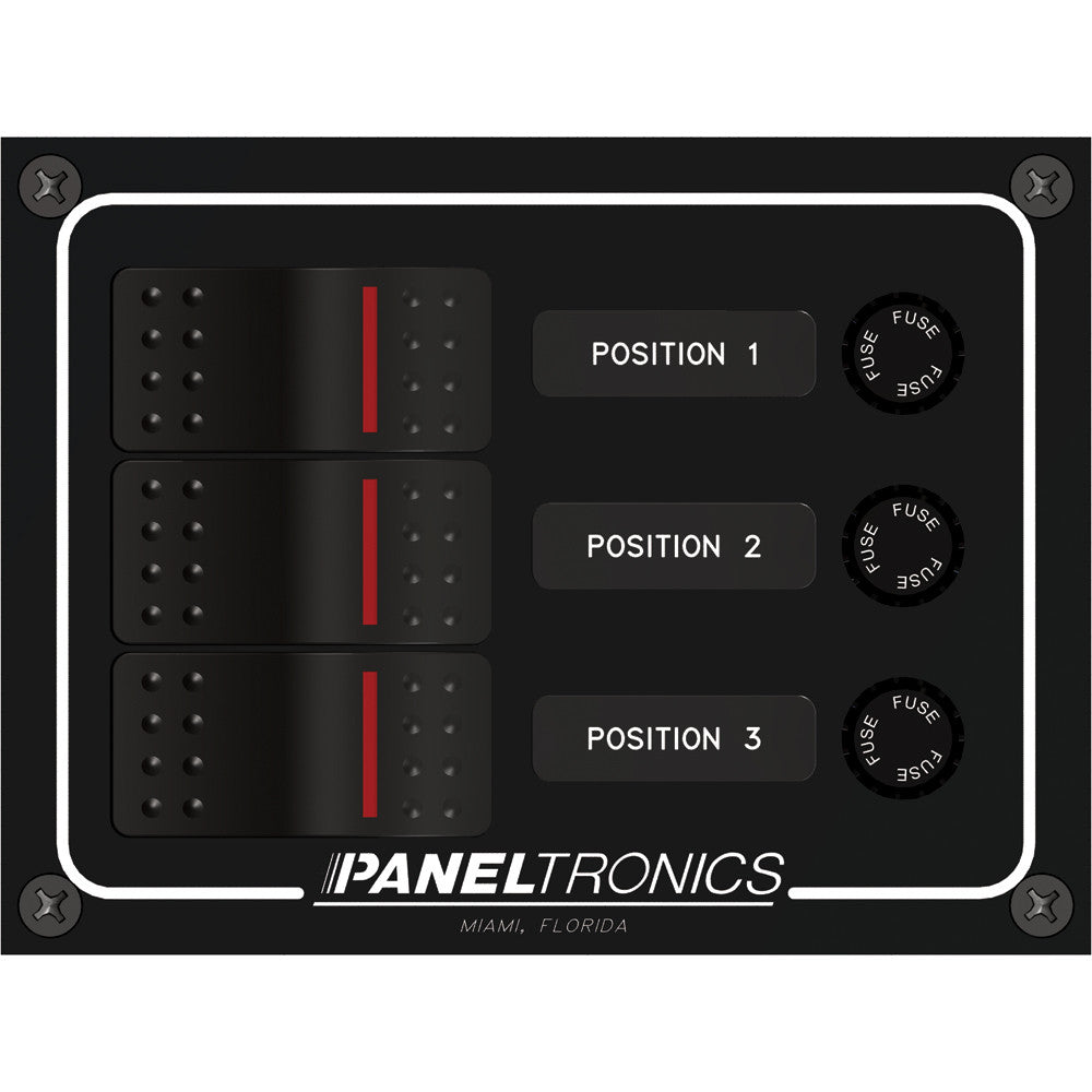 Paneltronics Waterproof Panel - DC 3-Position Illuminated Rocker Switch & Fuse - Reel Draggin' Tackle