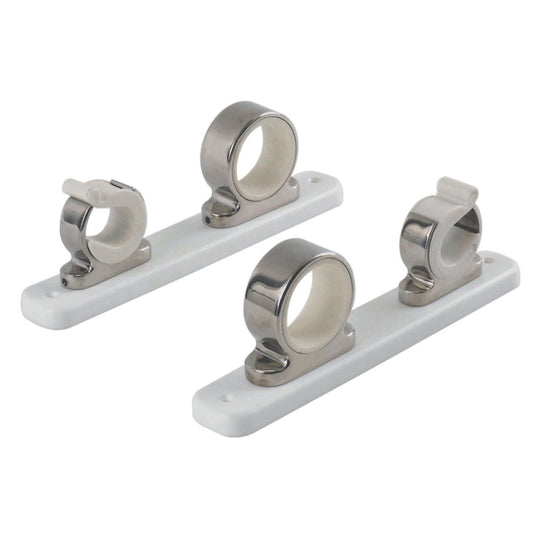TACO 2-Rod Hanger w/Poly Rack - Polished Stainless Steel - Reel Draggin' Tackle