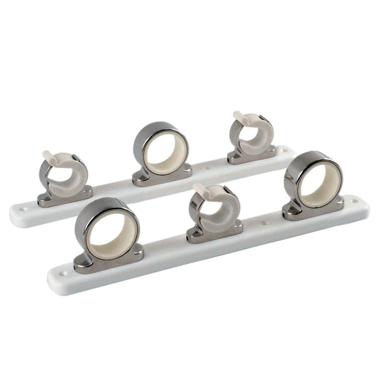 TACO 3-Rod Hanger w/Poly Rack - Polished Stainless Steel - Reel Draggin' Tackle