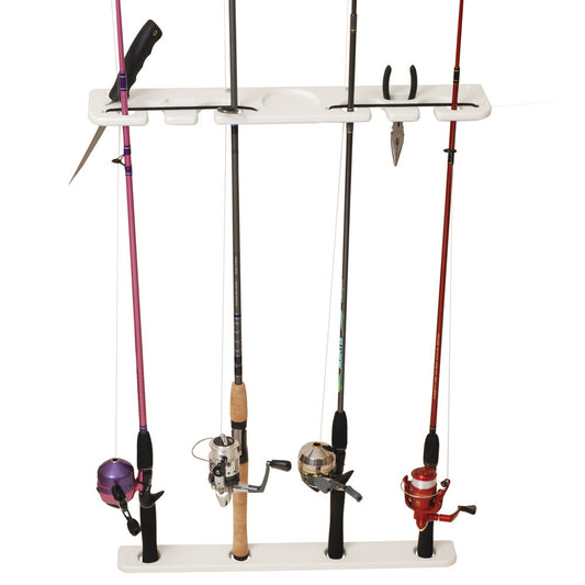 TACO Deluxe 4-Rod Pontoon Boat Tackle Rack - White - Reel Draggin' Tackle