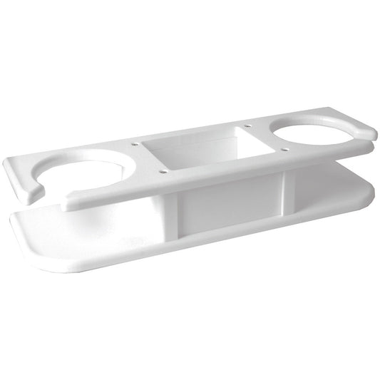 TACO 2-Drink Poly Cup Holder w/"Catch-All" - White - Reel Draggin' Tackle