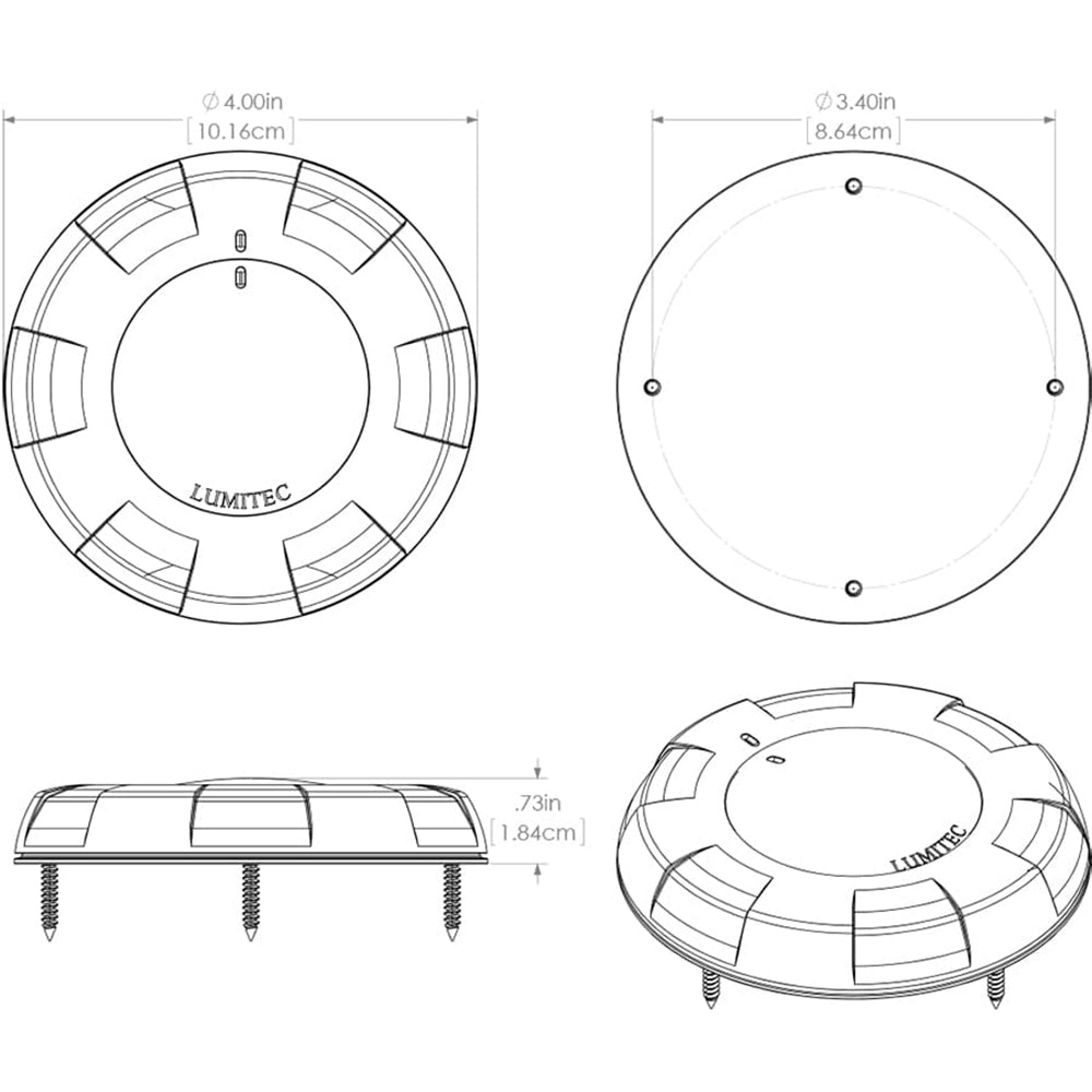 Lumitec Aurora - LED Dome Light - Polished SS Finish - White Dimming