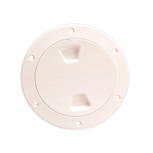 Beckson 4" Smooth Center Screw-Out Deck Plate - Beige - Reel Draggin' Tackle