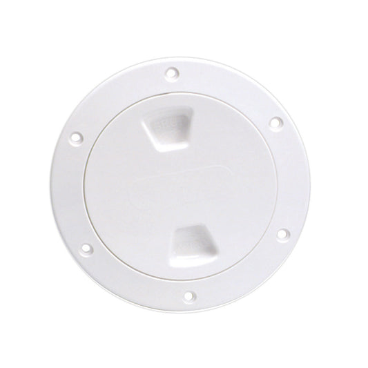 Beckson 4" Smooth Center Screw-Out Deck Plate - White - Reel Draggin' Tackle