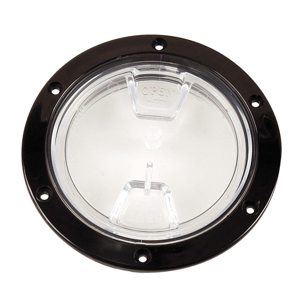 Beckson 4&#34; Clear Center Screw Out Deck Plate - Black - Reel Draggin' Tackle