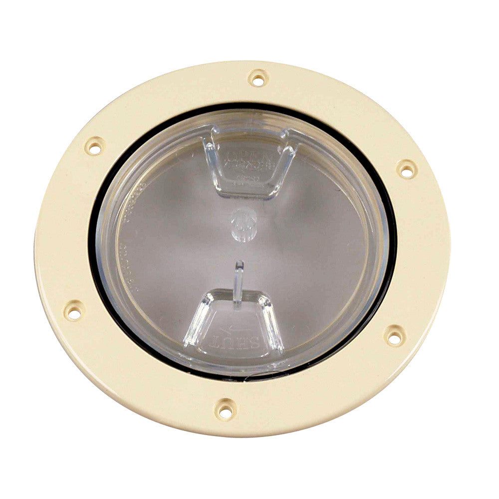 Beckson 4&#34; Clear Center Screw-Out Deck Plate - Beige - Reel Draggin' Tackle