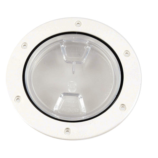 Beckson 4" Clear Center Screw-Out Deck Plate - White - Reel Draggin' Tackle