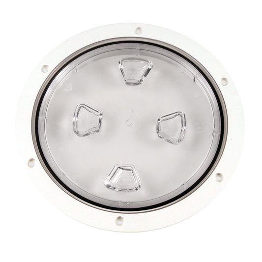 Beckson 8" Clear Center Screw-Out Deck Plate - White - Reel Draggin' Tackle