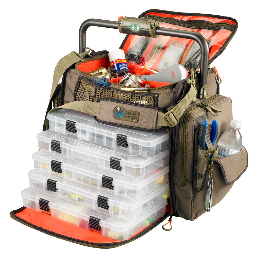 Wild River FRONTIER Lighted Bar Handle Tackle Bag w/5 PT3700 Trays - Reel Draggin' Tackle